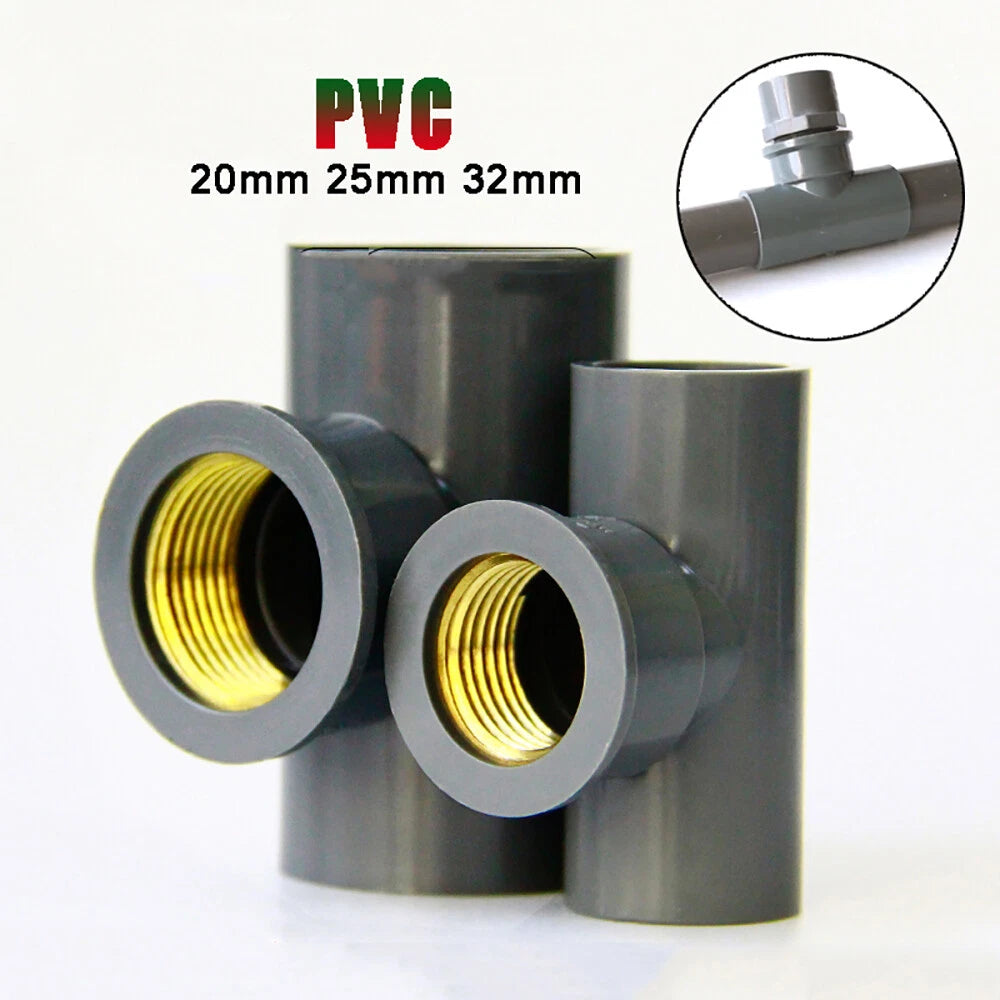 PVC T-Stück 90° Gewinde Fittings PVC-U Reduzierung Verschraubung 20,25,32mm Grau