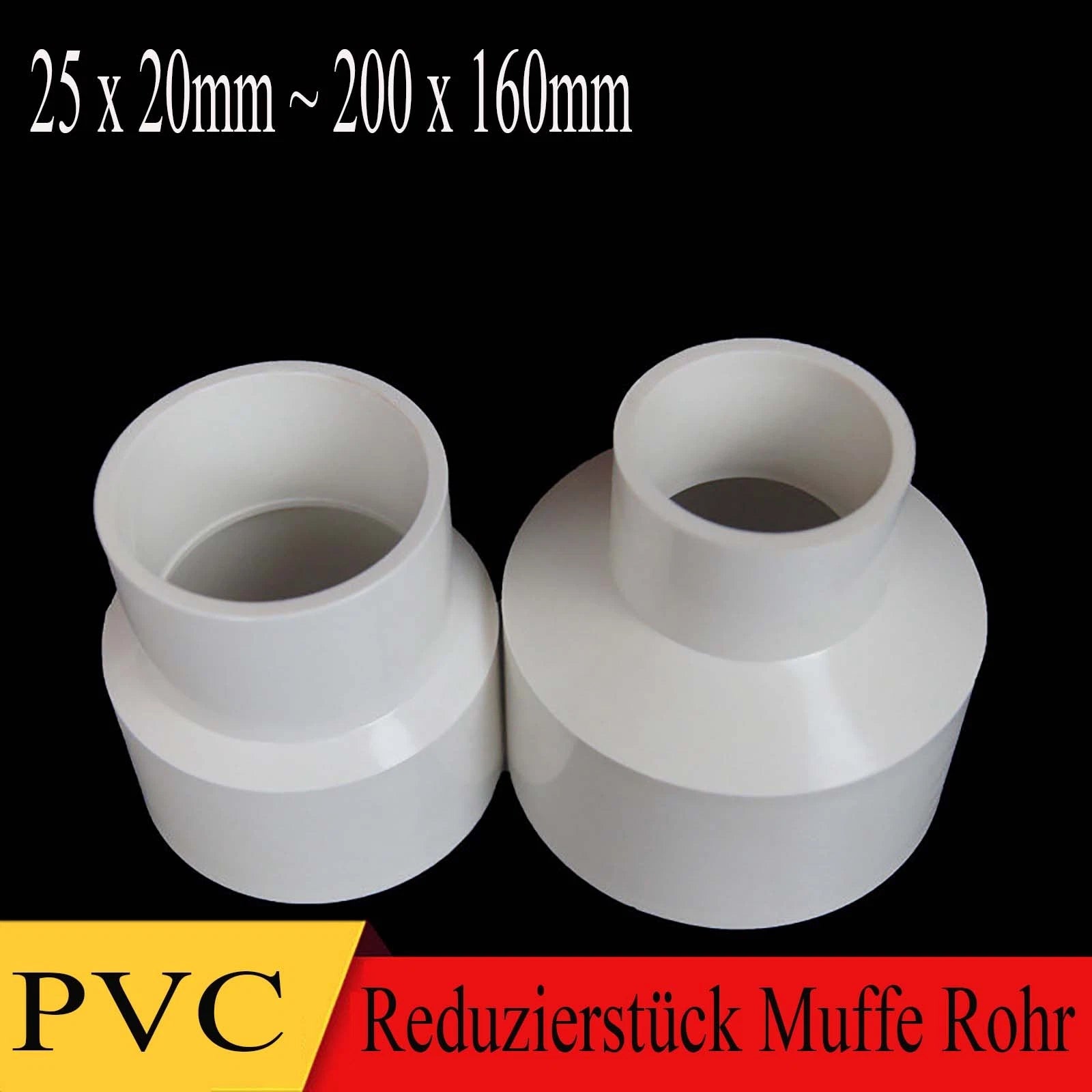 PVC Reduzierstück Muffe Rohr Fitting Klebefittings Lang Konisch weiß  Ø25mm-200m