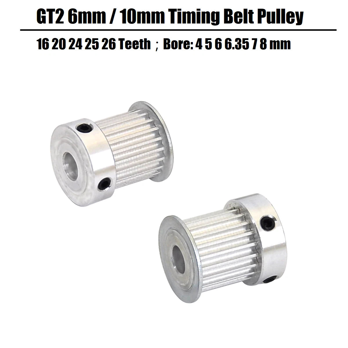 GT2 Zahnrad Riemenscheibe Zahnriemenrad Pulley 6mm-10mm 16 20 24 25 26 Zähne