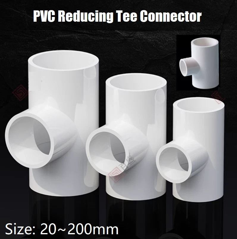 PVC T-Stück 20mm~200mm Klebefitting Reduzieren Klebe Fittings Klebemuffe Weiß