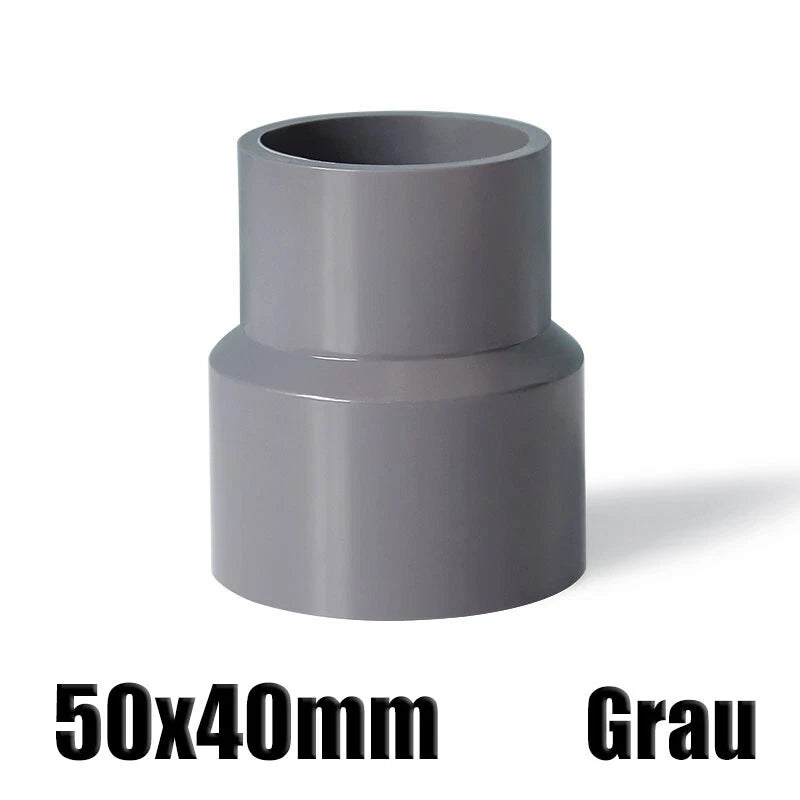 Ø20mm-200mm PVC Reduzierstück Muffe Rohr Fitting Klebefittings Lang Konisch Grau