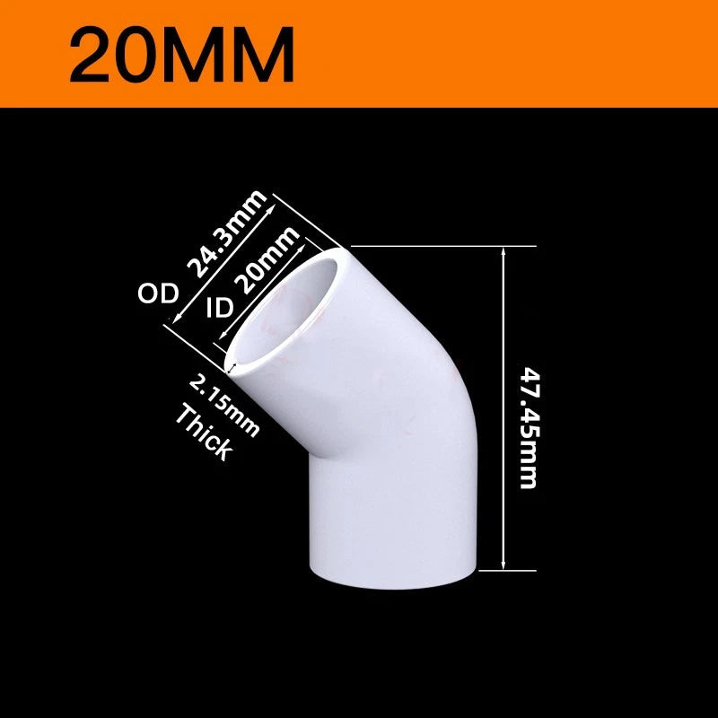 White PVC Pipe Fittings for Aquariums — Straight, Elbow, T-Piece, Ball Valve & More