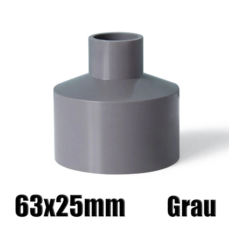 Ø20mm-200mm PVC Reduzierstück Muffe Rohr Fitting Klebefittings Lang Konisch Grau