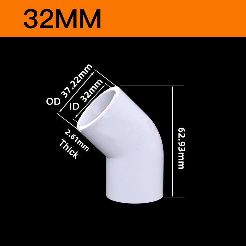 White PVC Pipe Fittings for Aquariums — Straight, Elbow, T-Piece, Ball Valve & More