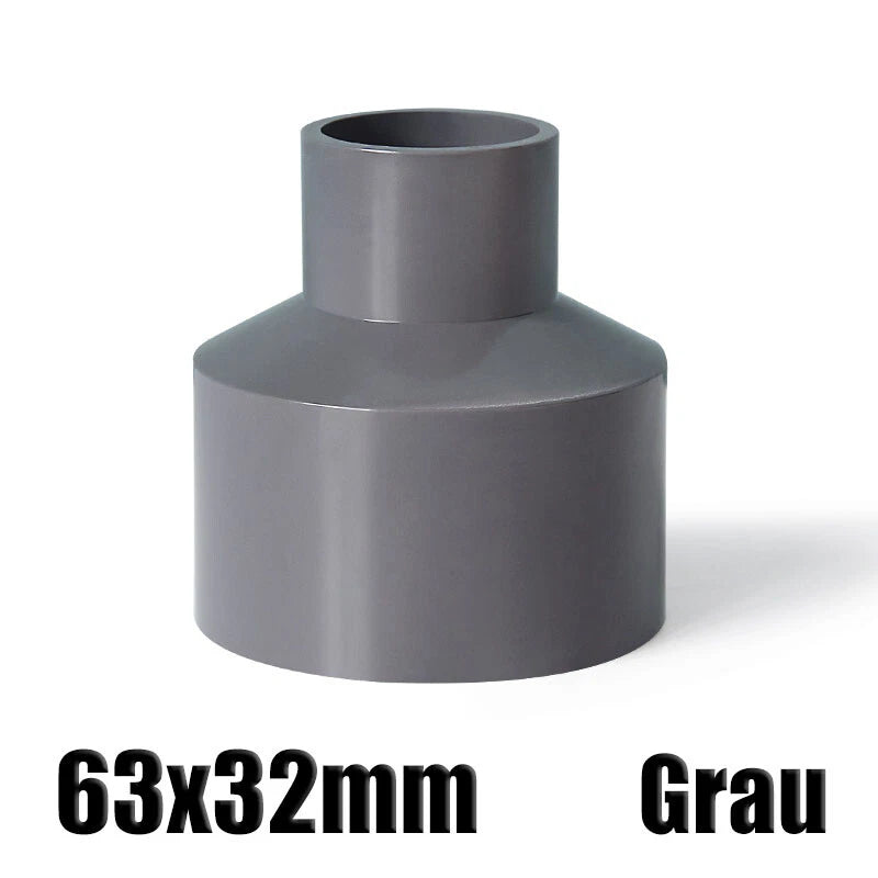Ø20mm-200mm PVC Reduzierstück Muffe Rohr Fitting Klebefittings Lang Konisch Grau