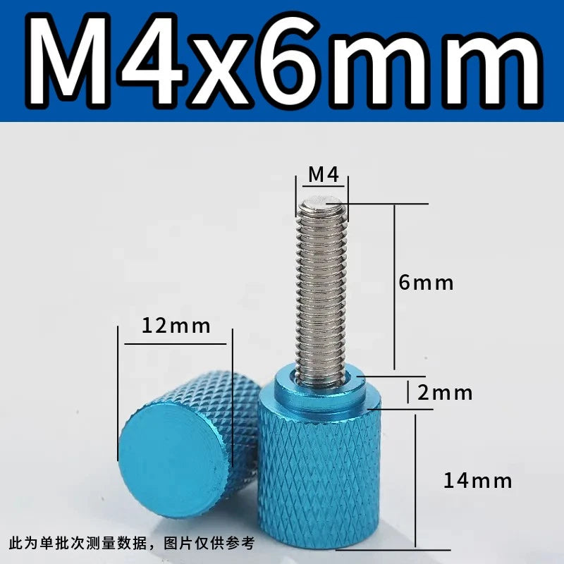M4 Knurled Thumb Screws,Aluminium Alloy Head & Stainless Steel Stud,6-100mm Bolt