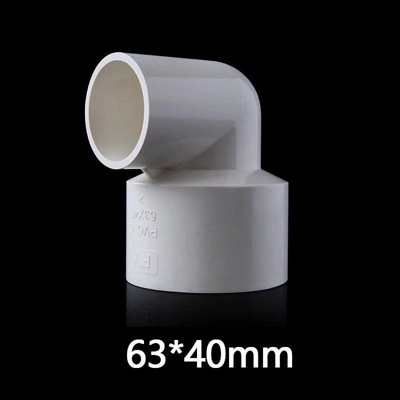 PVC 90° Ellbogen Weiß Reduzierstück Rohr Fittings Klebe Rohrverbinder 20mm~110mm