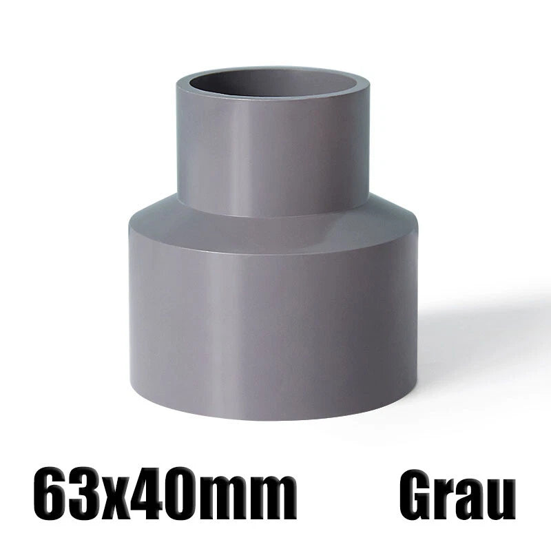Ø20mm-200mm PVC Reduzierstück Muffe Rohr Fitting Klebefittings Lang Konisch Grau