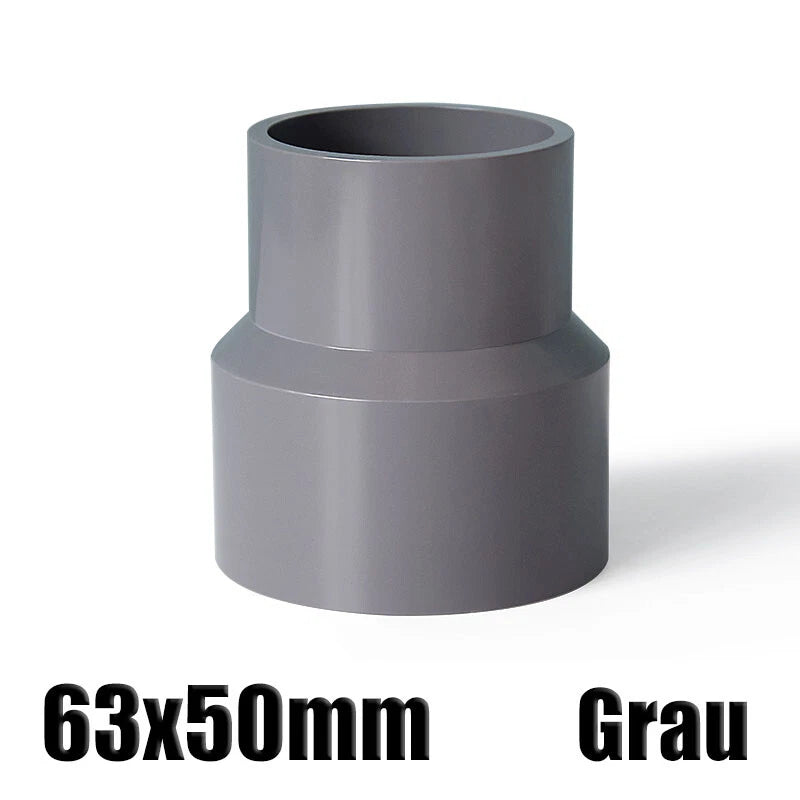 Ø20mm-200mm PVC Reduzierstück Muffe Rohr Fitting Klebefittings Lang Konisch Grau