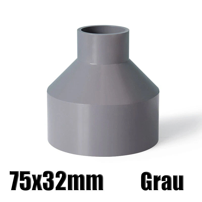 Ø20mm-200mm PVC Reduzierstück Muffe Rohr Fitting Klebefittings Lang Konisch Grau