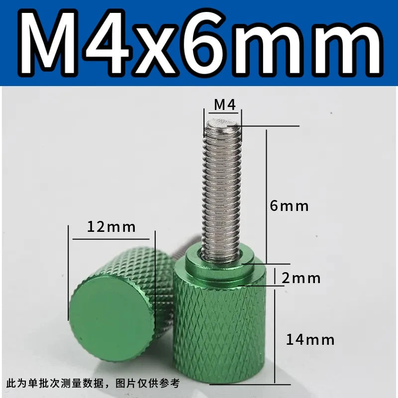 M4 Knurled Thumb Screws,Aluminium Alloy Head & Stainless Steel Stud,6-100mm Bolt