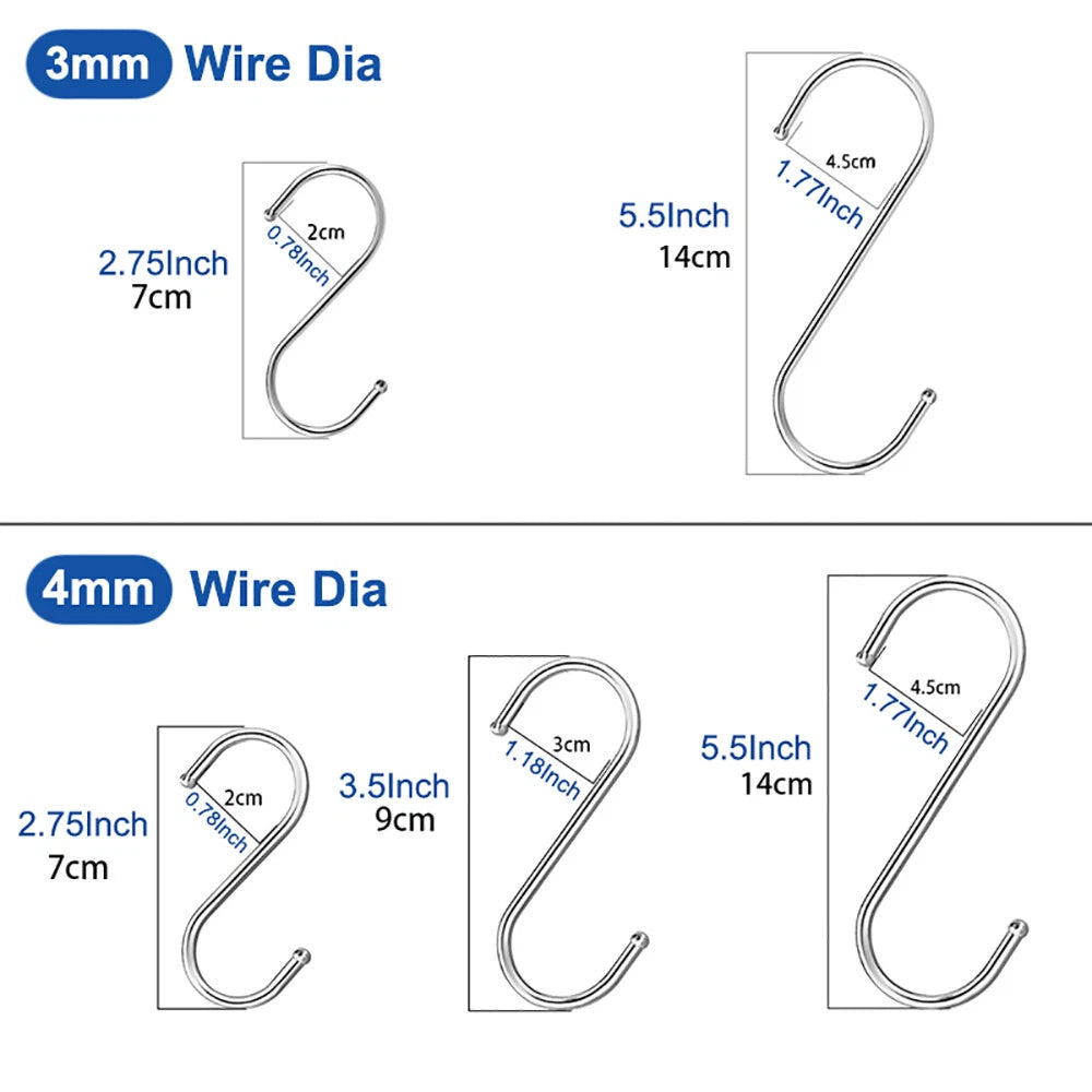 S-Haken Küchenhaken Fleischerhaken Metallhaken Edelstahlhaken S-Form Haken Hooks