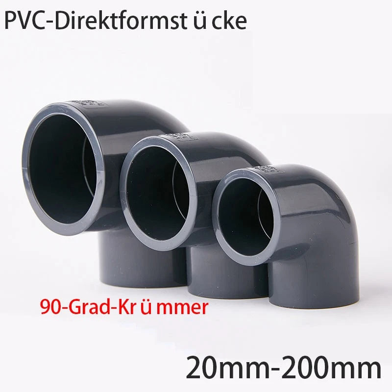 90° PVC Grau Winkel Klebe Fittings Rohr Muffe Rohrverbinder Inner Dur:20mm~200mm