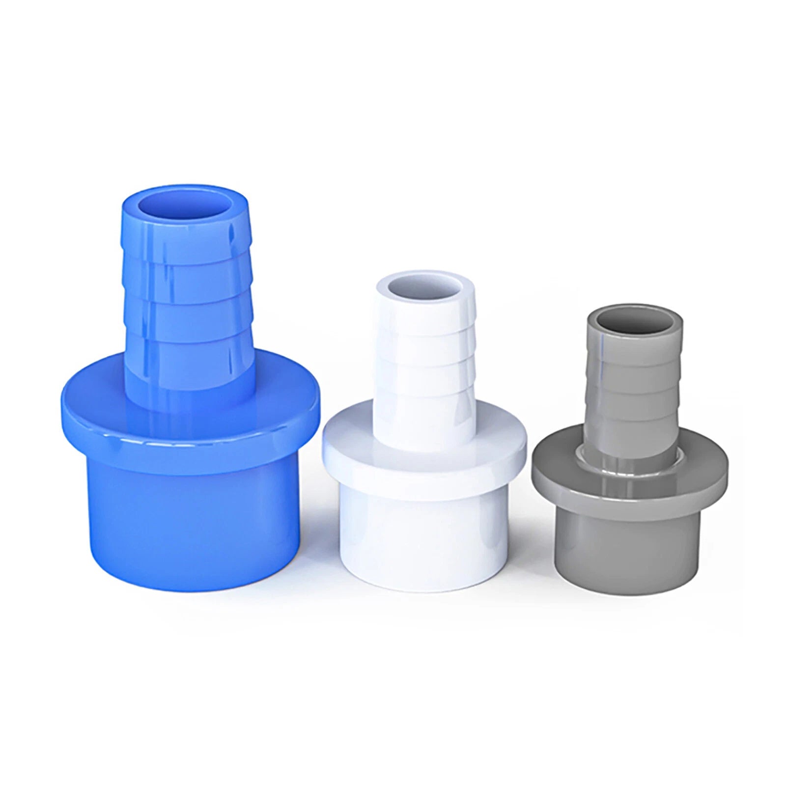 PVC Klebe-Fittings Pool Schlauchtülle Klebestutze Rohr Fittings Grau Weiß Blau
