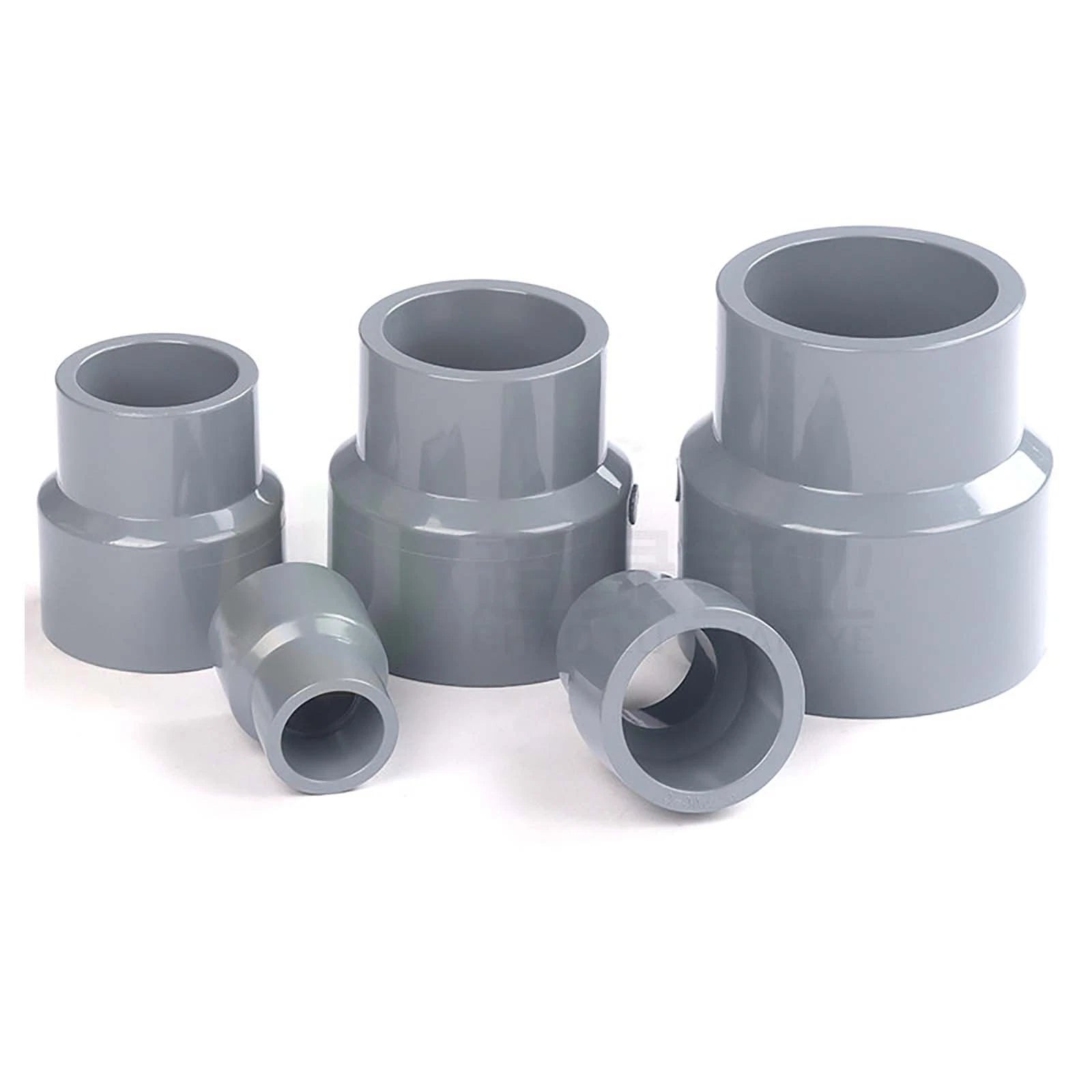 Ø25mm-200mm PVC Reduzierstück Muffe Rohr Fitting Klebefittings Lang Konisch Grau