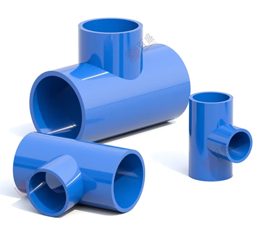 PVC T-Stück 20mm~200mm Klebefitting Reduzieren Klebe Fittings Klebemuffe Blau