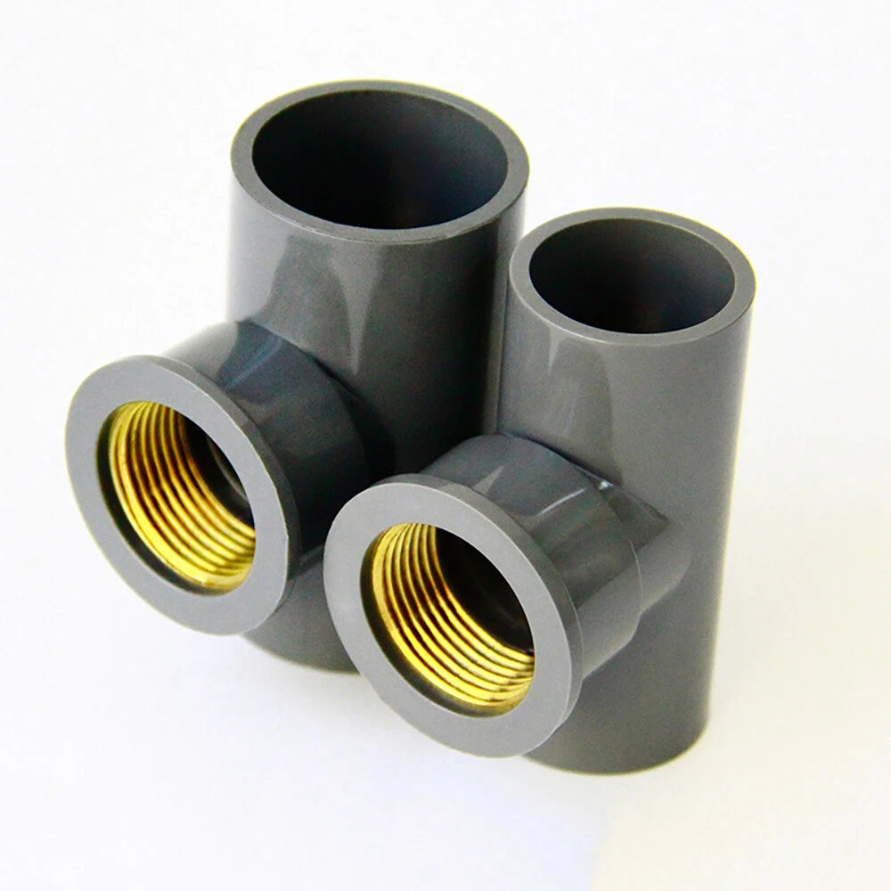 PVC T-Stück 90° Gewinde Fittings PVC-U Reduzierung Verschraubung 20,25,32mm Grau