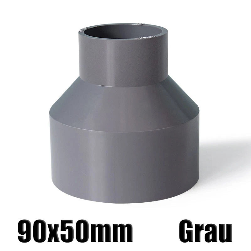 Ø20mm-200mm PVC Reduzierstück Muffe Rohr Fitting Klebefittings Lang Konisch Grau