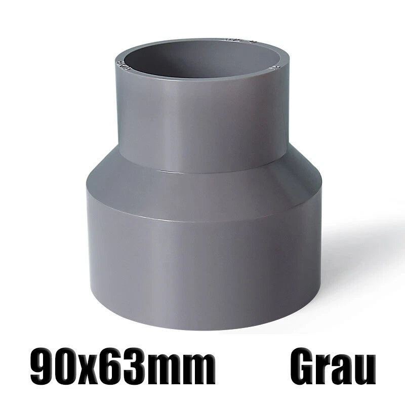 Ø20mm-200mm PVC Reduzierstück Muffe Rohr Fitting Klebefittings Lang Konisch Grau