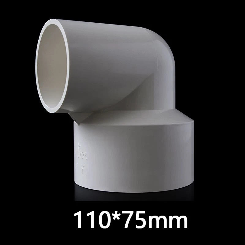 PVC 90° Ellbogen Weiß Reduzierstück Rohr Fittings Klebe Rohrverbinder 20mm~110mm