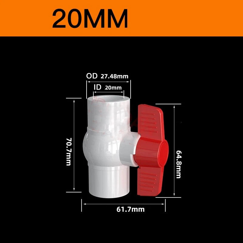 White PVC Pipe Fittings for Aquariums — Straight, Elbow, T-Piece, Ball Valve & More