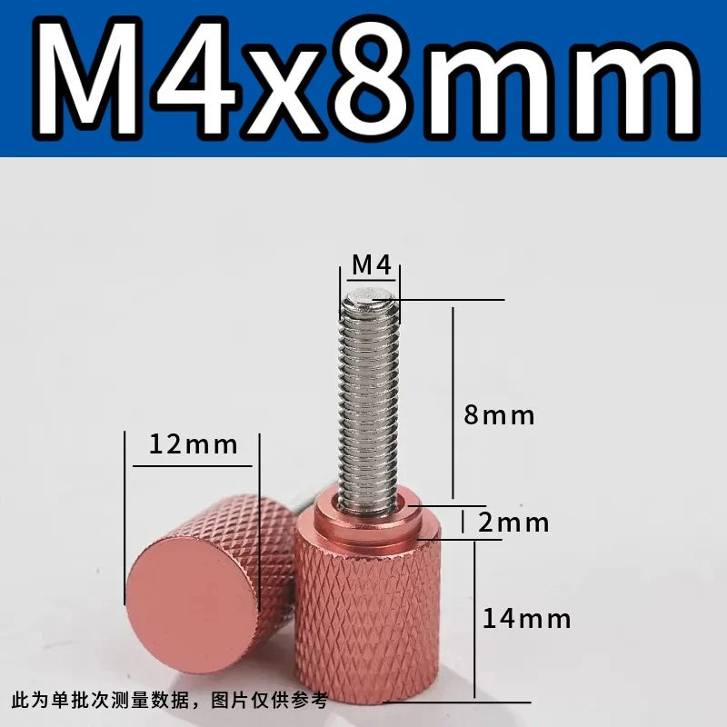 M4 Knurled Thumb Screws,Aluminium Alloy Head & Stainless Steel Stud,6-100mm Bolt