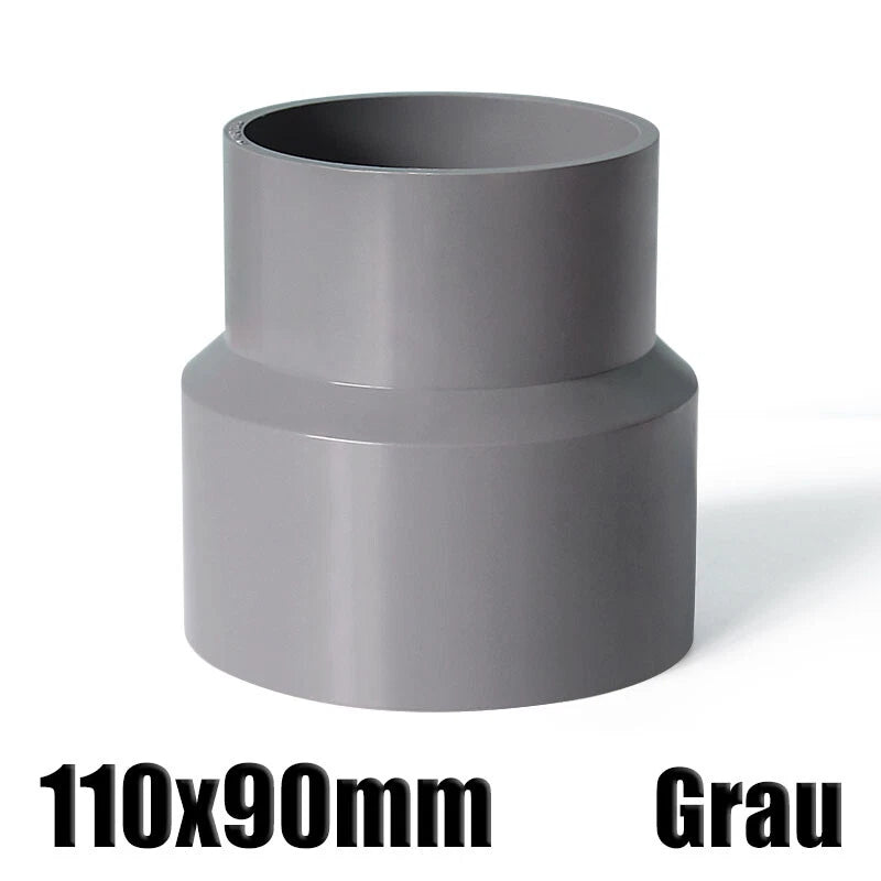 Ø20mm-200mm PVC Reduzierstück Muffe Rohr Fitting Klebefittings Lang Konisch Grau