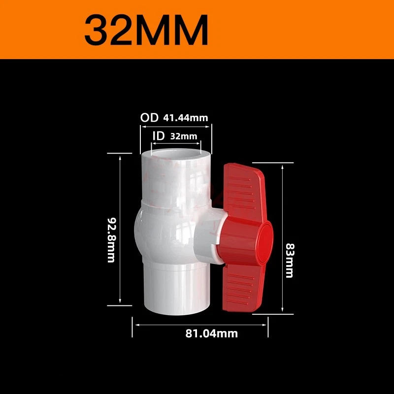 White PVC Pipe Fittings for Aquariums — Straight, Elbow, T-Piece, Ball Valve & More