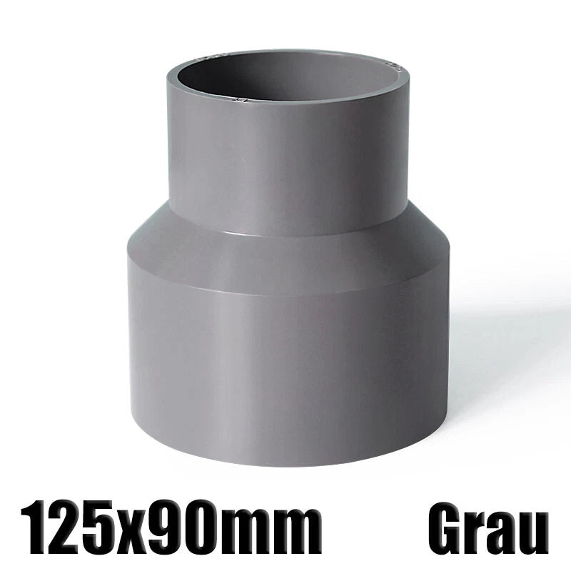 Ø20mm-200mm PVC Reduzierstück Muffe Rohr Fitting Klebefittings Lang Konisch Grau