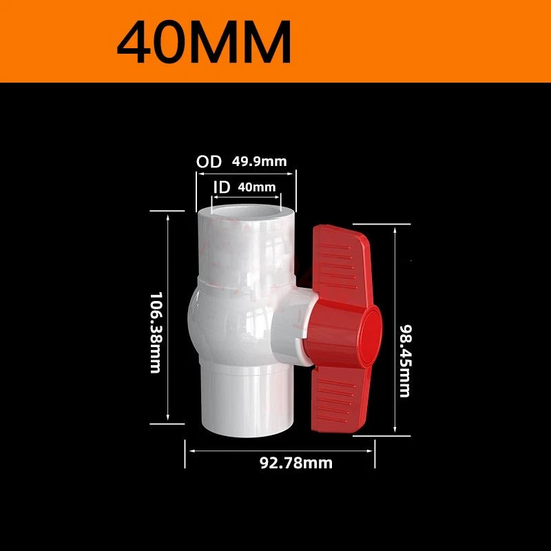 White PVC Pipe Fittings for Aquariums — Straight, Elbow, T-Piece, Ball Valve & More