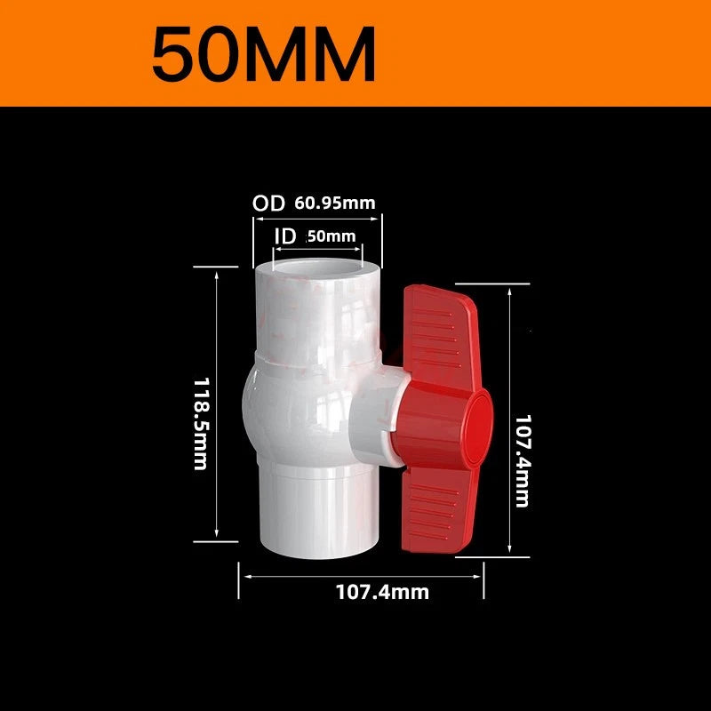 White PVC Pipe Fittings for Aquariums — Straight, Elbow, T-Piece, Ball Valve & More