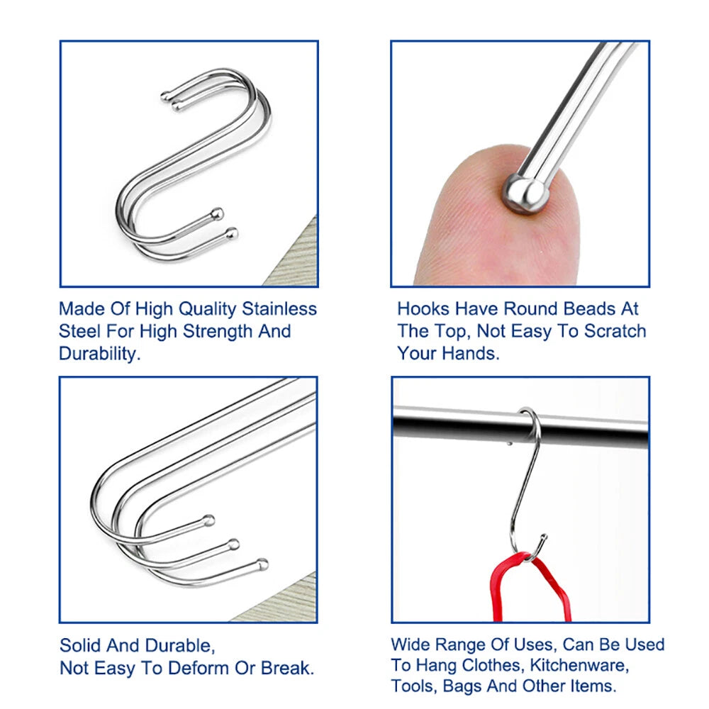 S-Haken Küchenhaken Fleischerhaken Metallhaken Edelstahlhaken S-Form Haken Hooks