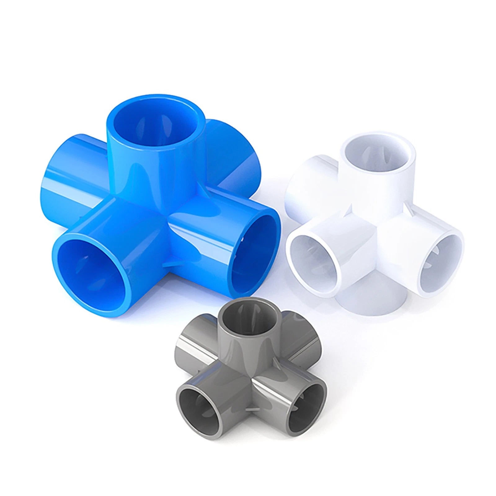 PVC 5 Wege Winkel Rohr Fittings 20mm-50mm Klebefittings Muffen Weiß Blau Grau