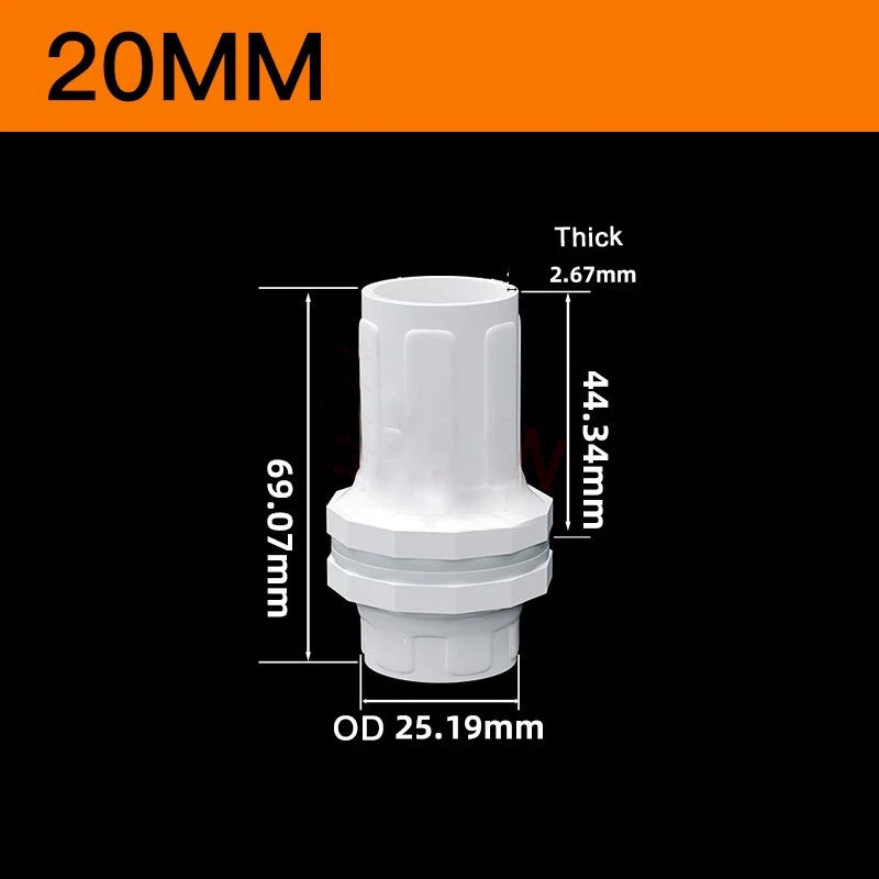 White PVC Pipe Fittings for Aquariums — Straight, Elbow, T-Piece, Ball Valve & More