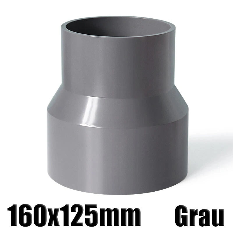 Ø20mm-200mm PVC Reduzierstück Muffe Rohr Fitting Klebefittings Lang Konisch Grau