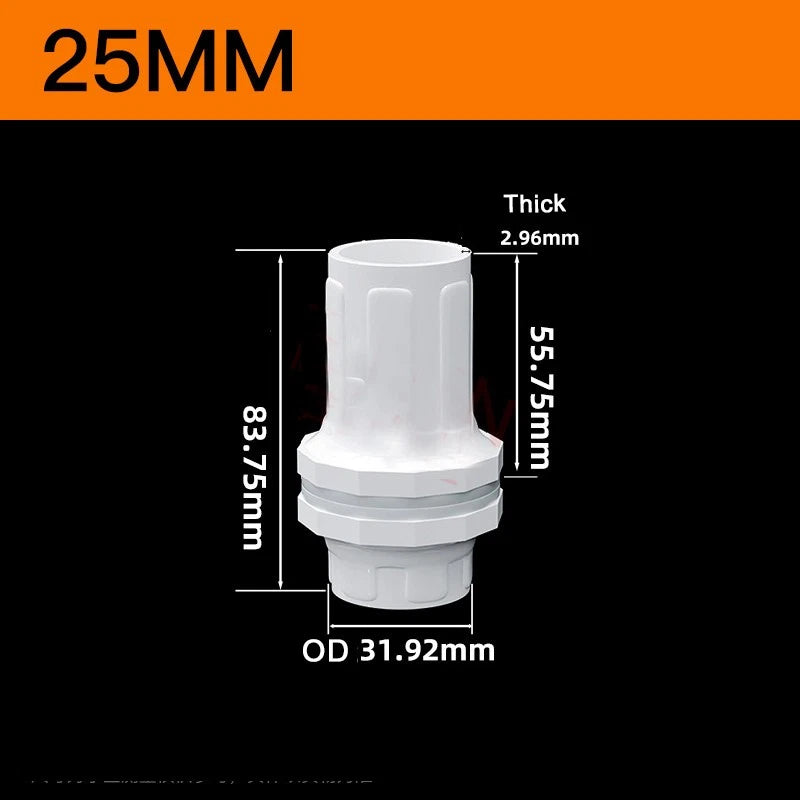 White PVC Pipe Fittings for Aquariums — Straight, Elbow, T-Piece, Ball Valve & More