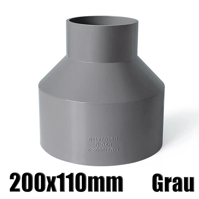 Ø20mm-200mm PVC Reduzierstück Muffe Rohr Fitting Klebefittings Lang Konisch Grau