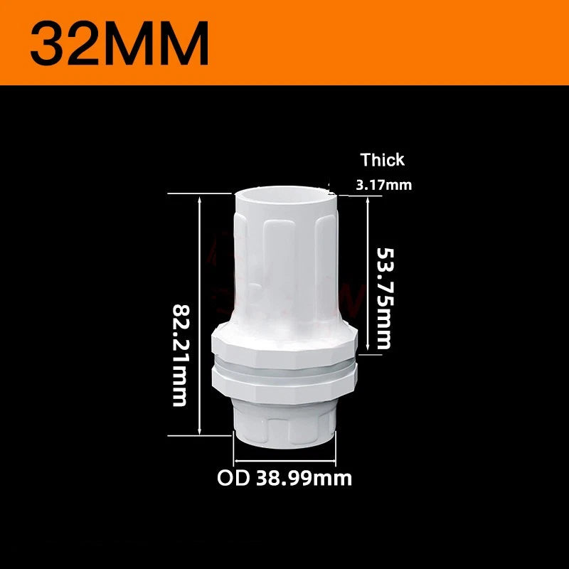 White PVC Pipe Fittings for Aquariums — Straight, Elbow, T-Piece, Ball Valve & More