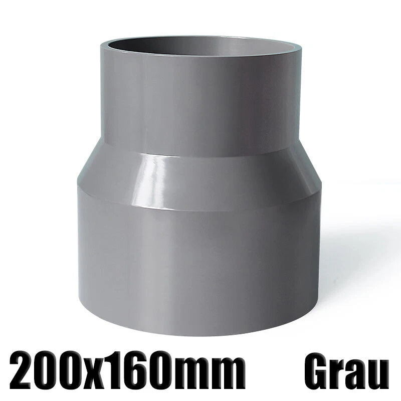 Ø20mm-200mm PVC Reduzierstück Muffe Rohr Fitting Klebefittings Lang Konisch Grau