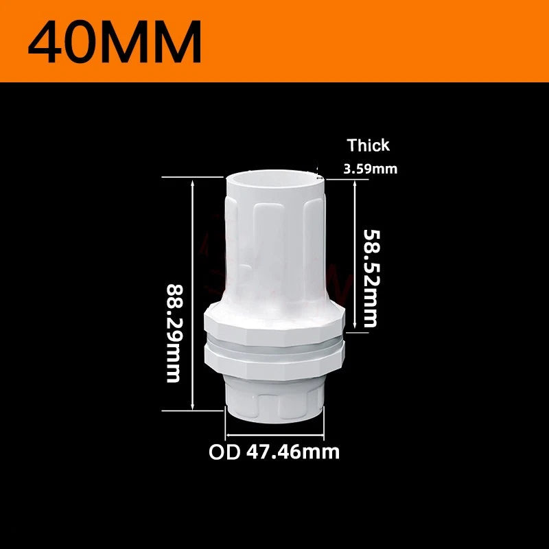 White PVC Pipe Fittings for Aquariums — Straight, Elbow, T-Piece, Ball Valve & More