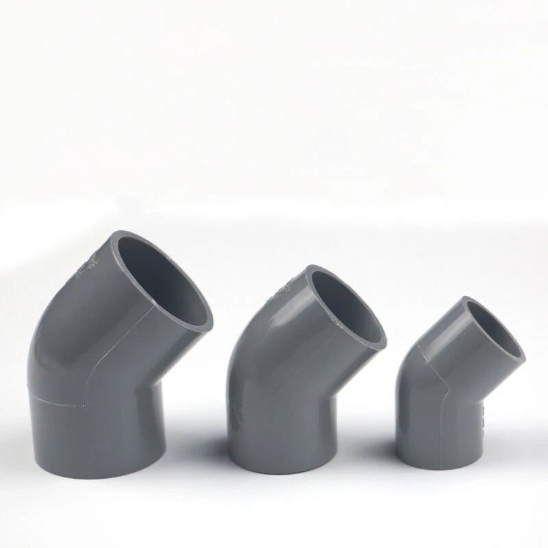 PVC 45° Ellbogen Winkel Klebe Fittings Rohr Grau Muffe Rohrverbinder 20mm~200mm