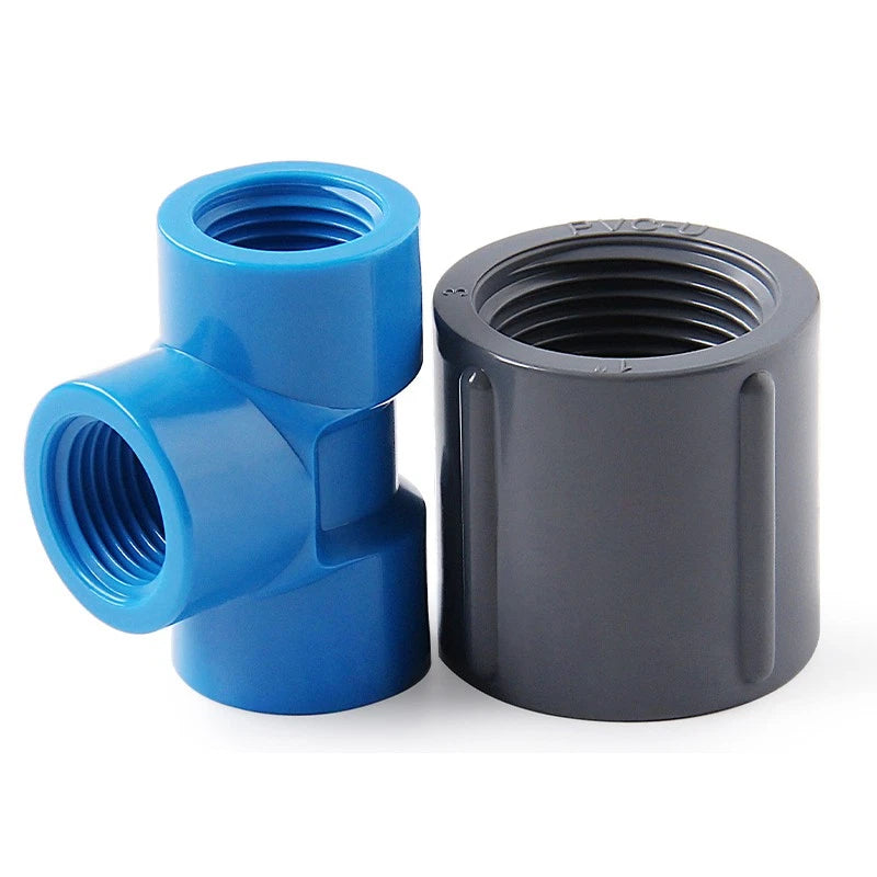 PVC Fittings Winkel T-Stück Muffe 1 4" 3 4" 1" Innengewinde Rohr Verbindung
