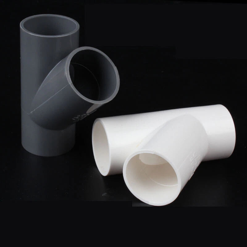 PVC 3-Wege Winkel 45° Rohr-Fittings Klebefittings Muffen 20-50mm Weiß Blau Grau