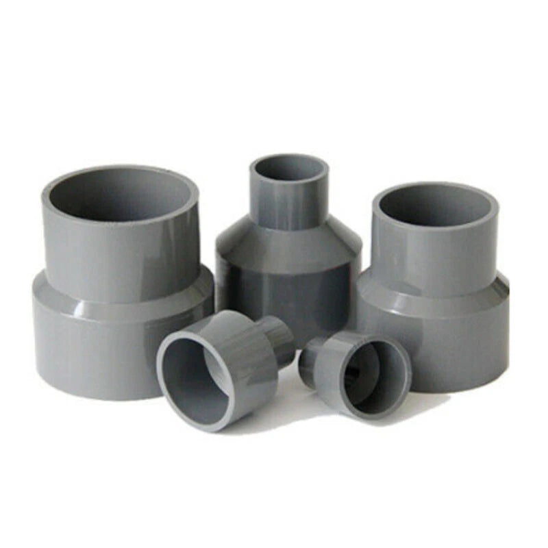 Ø20mm-200mm PVC Reduzierstück Muffe Rohr Fitting Klebefittings Lang Konisch Grau