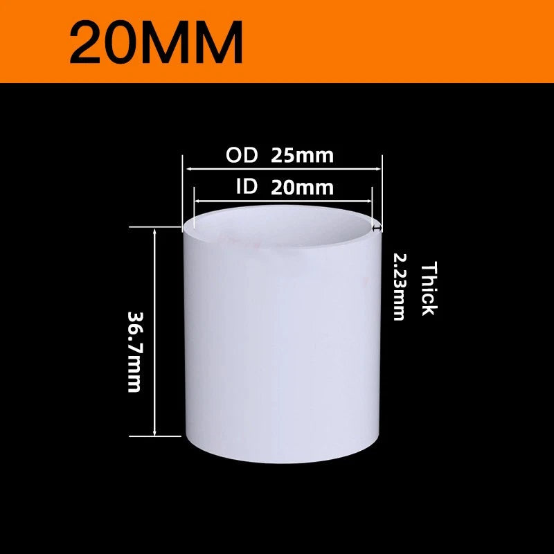 White PVC Pipe Fittings for Aquariums — Straight, Elbow, T-Piece, Ball Valve & More