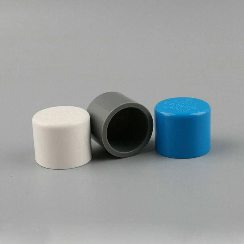 20mm - 200mm PVC Rohr-Fittings Endkappe Endstecker Deckel Stopfen Weiß Grau Blau