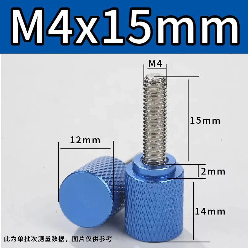 M4 Knurled Thumb Screws,Aluminium Alloy Head & Stainless Steel Stud,6-100mm Bolt