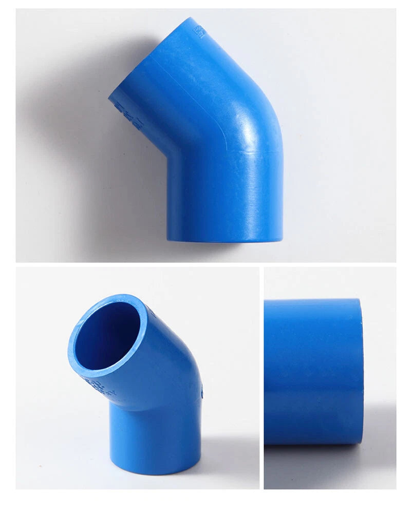 PVC 45° Ellbogen Winkel Klebe Blau Fittings Rohr Muffe Rohrverbinder 20mm~160mm