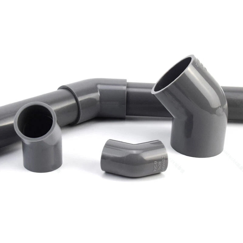 PVC 45° Ellbogen Winkel Klebe Fittings Rohr Grau Muffe Rohrverbinder 20mm~200mm
