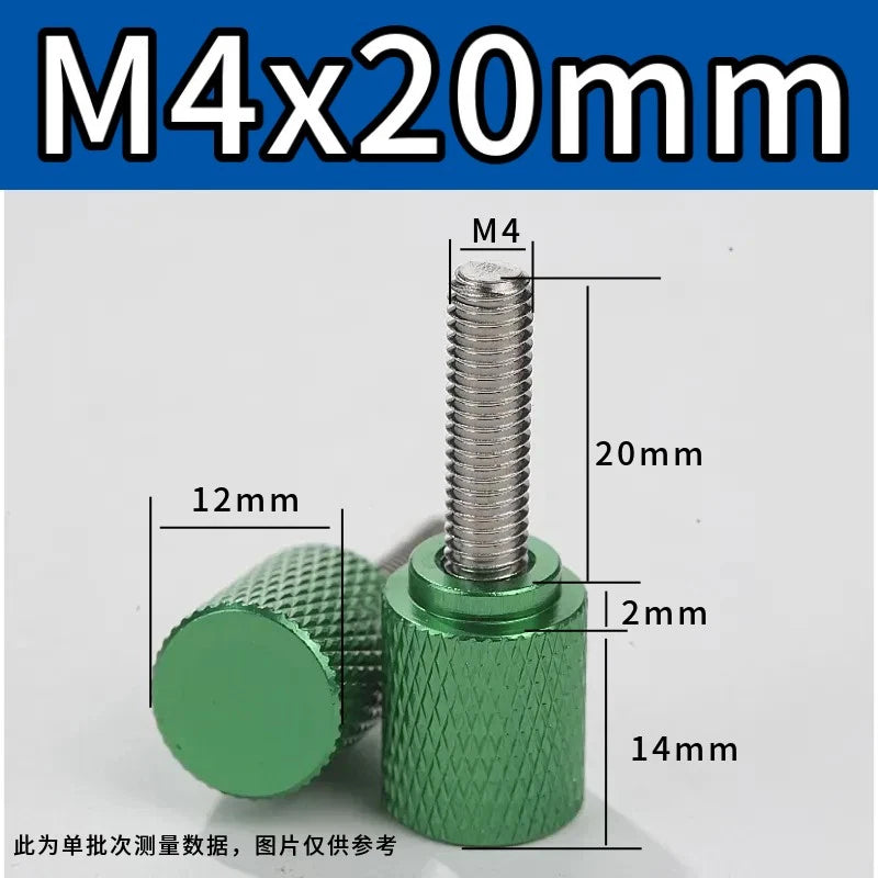 M4 Knurled Thumb Screws,Aluminium Alloy Head & Stainless Steel Stud,6-100mm Bolt